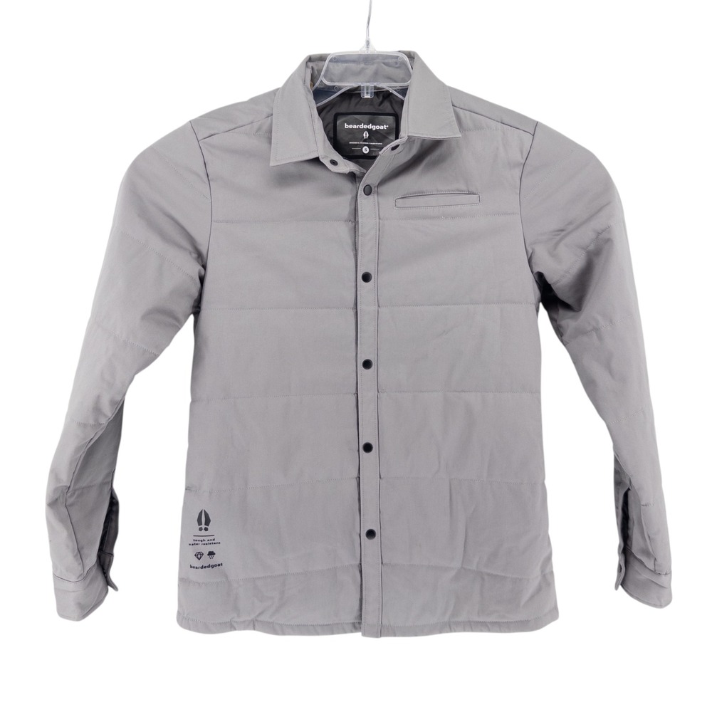Bearded‎ Goat Men's Small Diamond Insulated Shirt Jacket Coat Snap Button Gray